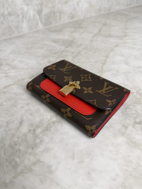 Louis Vuitton Monogram Flower Lock Compact Wallet Coquelicot