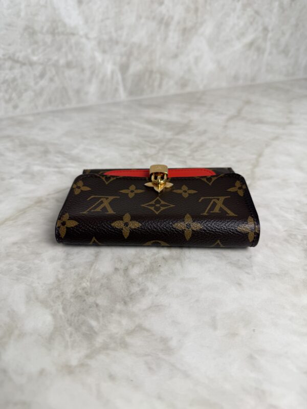 Louis Vuitton Monogram Flower Lock Compact Wallet Coquelicot