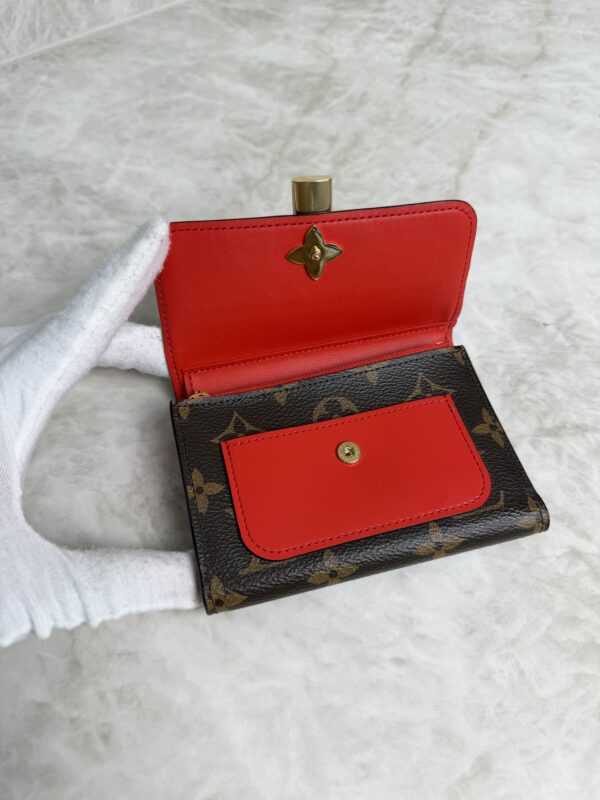 Louis Vuitton Monogram Flower Lock Compact Wallet Coquelicot