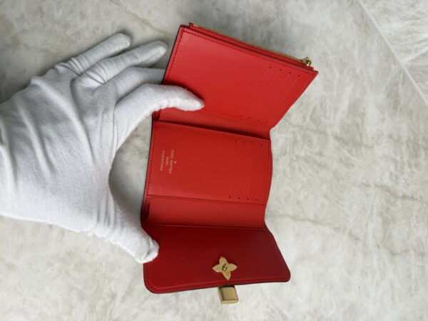 Louis Vuitton Monogram Flower Lock Compact Wallet Coquelicot