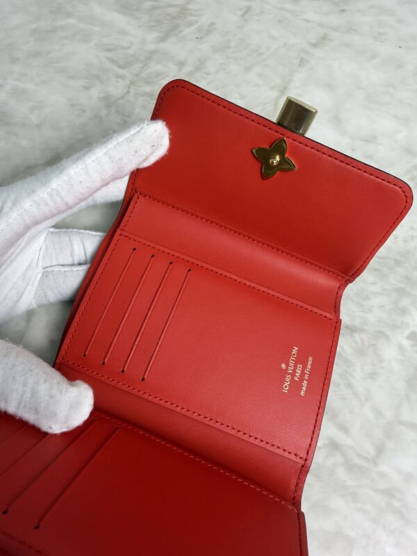 Louis Vuitton Monogram Flower Lock Compact Wallet Coquelicot