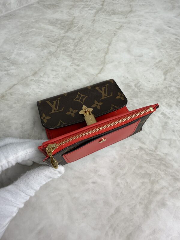 Louis Vuitton Monogram Flower Lock Compact Wallet Coquelicot