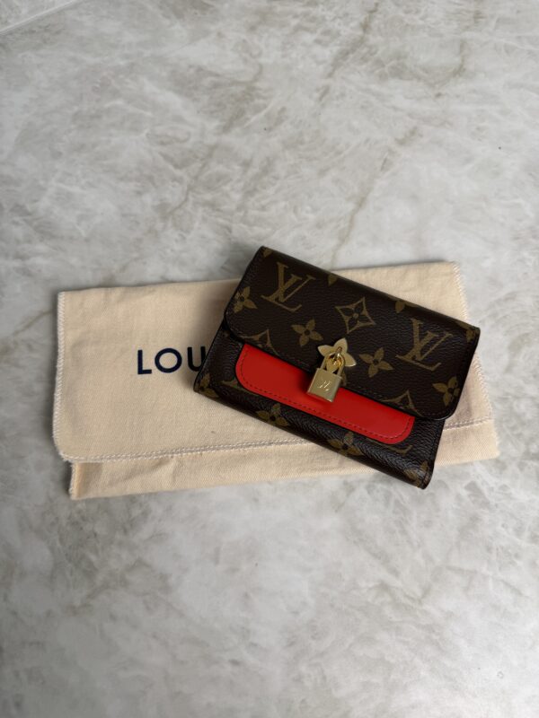 Louis Vuitton Monogram Flower Lock Compact Wallet Coquelicot