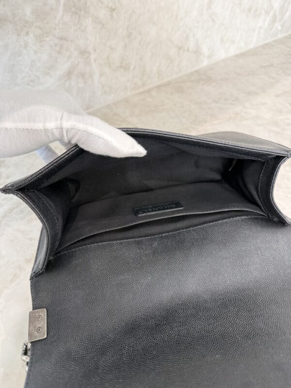 Chanel Boy Flap Bag Quilted Caviar Old Medium Palladium Hardware