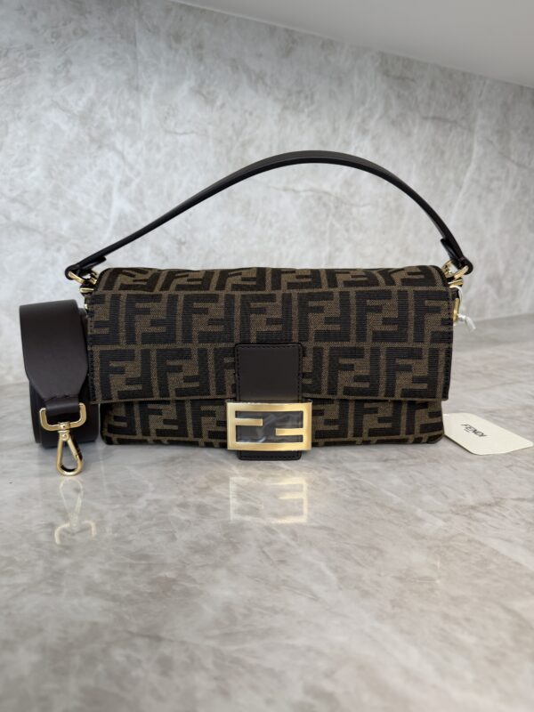 Fendi Tobacco Brown FF Jacquard Fabric Bag