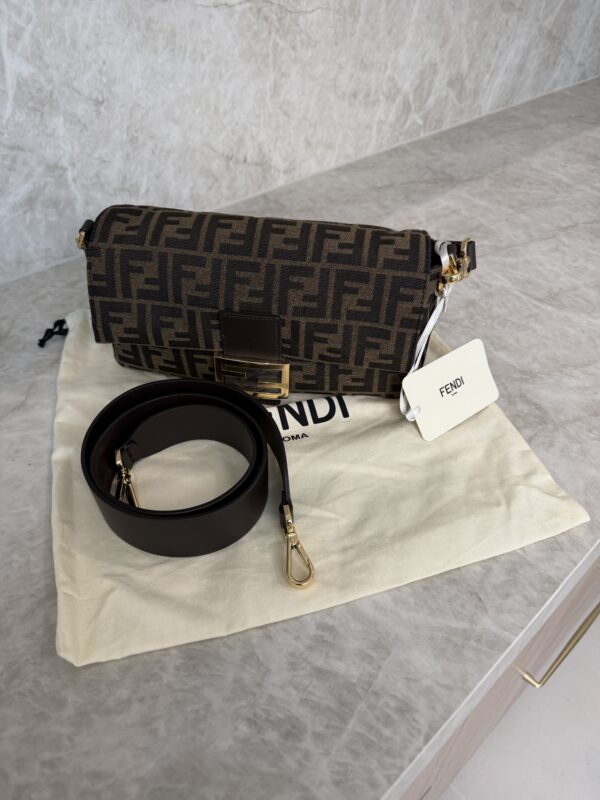 Fendi Tobacco Brown FF Jacquard Fabric Bag