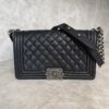 Chanel Boy Flap Bag Quilted Caviar Old Medium Palladium Hardware