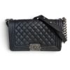 Chanel Boy Flap Bag Quilted Caviar Old Medium Palladium Hardware