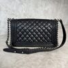 Chanel Boy Flap Bag Quilted Caviar Old Medium Palladium Hardware