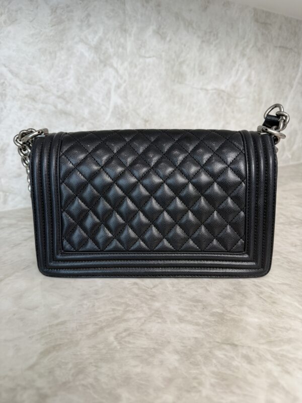 Chanel Boy Flap Bag Quilted Caviar Old Medium Palladium Hardware