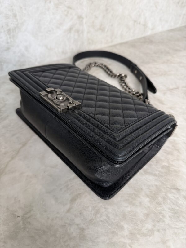 Chanel Boy Flap Bag Quilted Caviar Old Medium Palladium Hardware