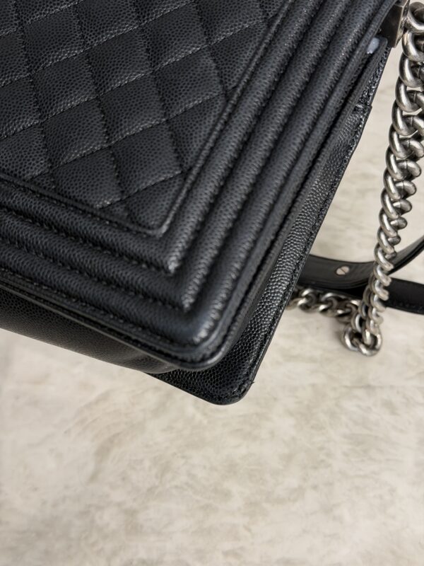 Chanel Boy Flap Bag Quilted Caviar Old Medium Palladium Hardware