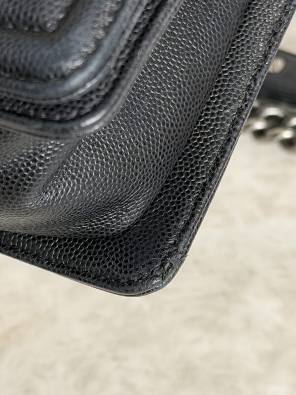 Chanel Boy Flap Bag Quilted Caviar Old Medium Palladium Hardware