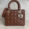 Christian Dior Lambskin Cannage Medium Lady Dior Dark Caramel