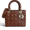 Christian Dior Lambskin Cannage Medium Lady Dior Dark Caramel