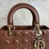 Christian Dior Lambskin Cannage Medium Lady Dior Dark Caramel