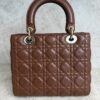 Christian Dior Lambskin Cannage Medium Lady Dior Dark Caramel
