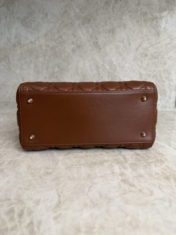 Christian Dior Lambskin Cannage Medium Lady Dior Dark Caramel