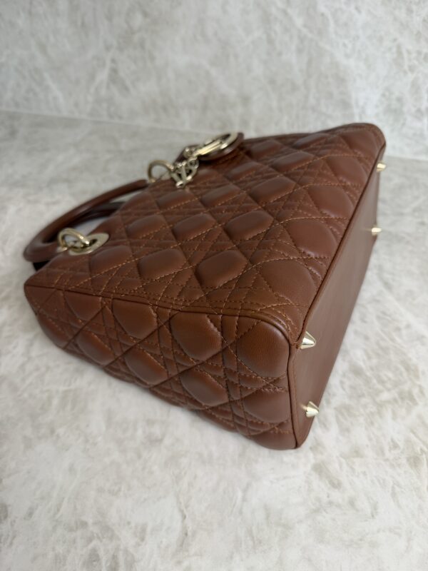 Christian Dior Lambskin Cannage Medium Lady Dior Dark Caramel