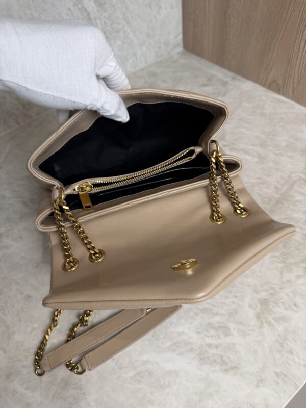 Saint Laurent (YSL) Loulou Small In Quilted Leather Beige and Gold Hardware