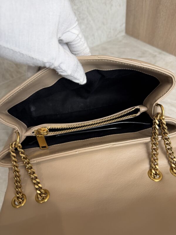 Saint Laurent (YSL) Loulou Small In Quilted Leather Beige and Gold Hardware