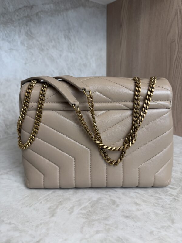 Saint Laurent (YSL) Loulou Small In Quilted Leather Beige and Gold Hardware