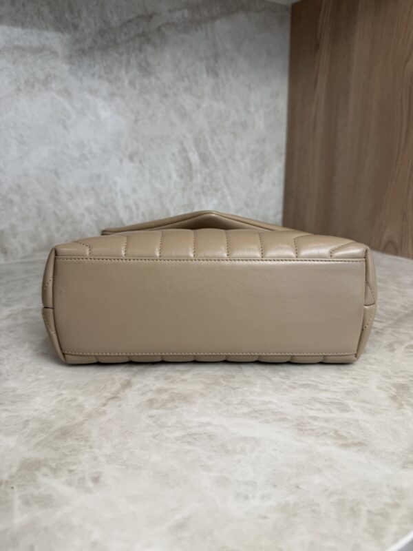 Saint Laurent (YSL) Loulou Small In Quilted Leather Beige and Gold Hardware