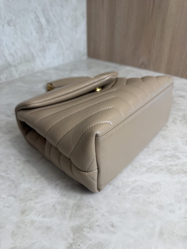 Saint Laurent (YSL) Loulou Small In Quilted Leather Beige and Gold Hardware