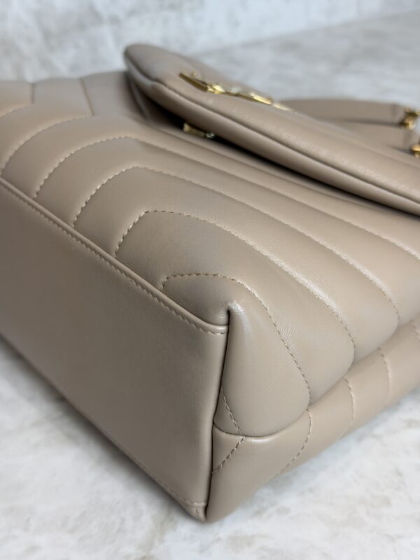 Saint Laurent (YSL) Loulou Small In Quilted Leather Beige and Gold Hardware