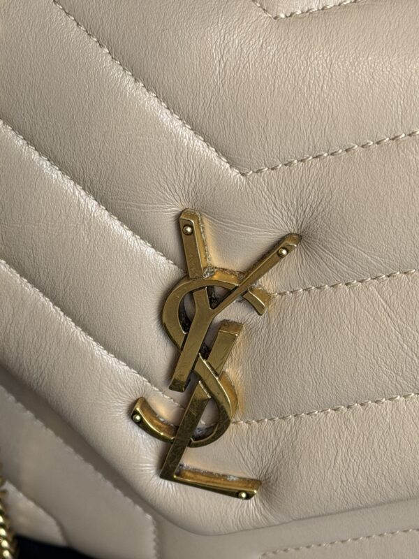 Saint Laurent (YSL) Loulou Small In Quilted Leather Beige and Gold Hardware