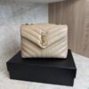 Saint Laurent (YSL) Loulou Small In Quilted Leather Beige and Gold Hardware