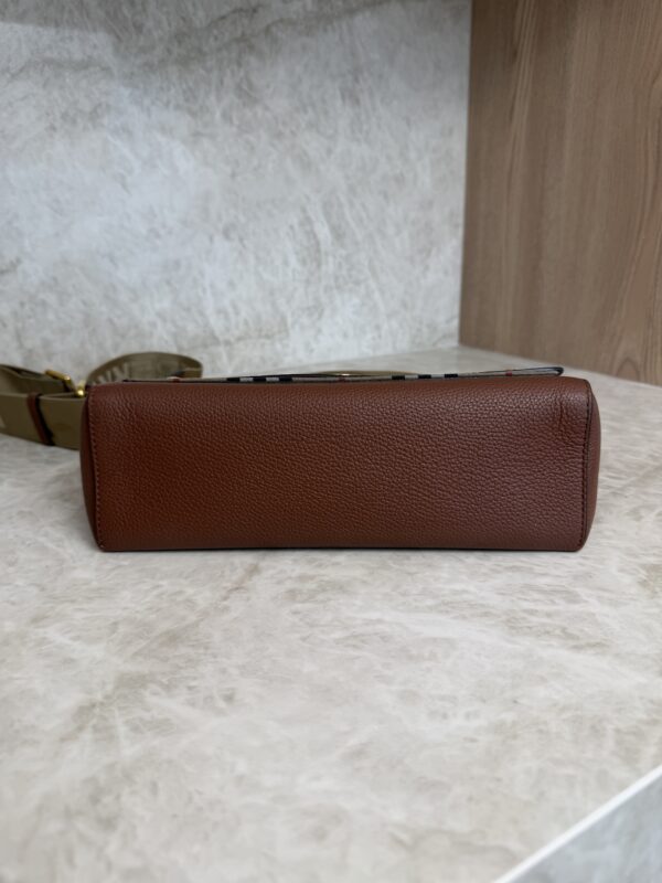 Burberry Note Crossbody Bag Leather with Vintage Check Canvas Medium