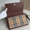 Burberry Note Crossbody Bag Leather with Vintage Check Canvas Medium