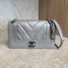 Chanel Silver Chevron Mademoiselle Vintage Flap Bag