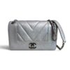 Chanel Silver Chevron Mademoiselle Vintage Flap Bag