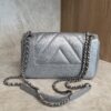 Chanel Silver Chevron Mademoiselle Vintage Flap Bag