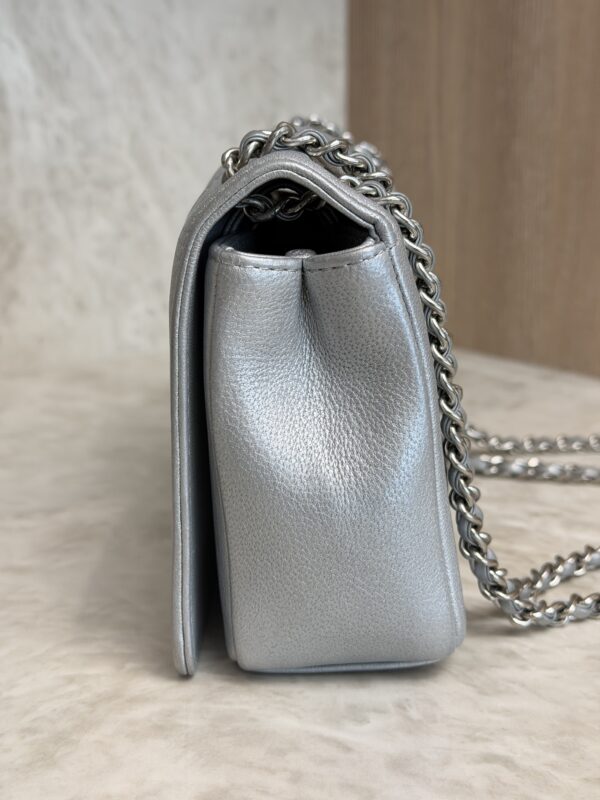 Chanel Silver Chevron Mademoiselle Vintage Flap Bag