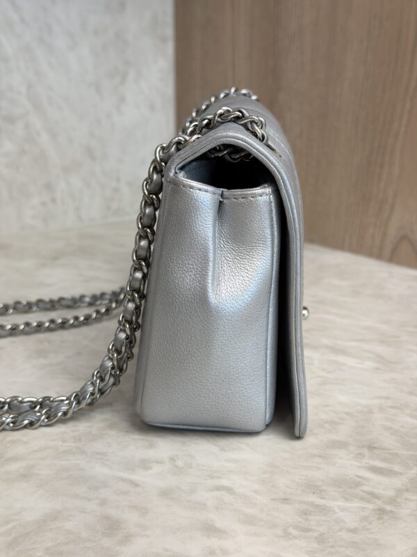 Chanel Silver Chevron Mademoiselle Vintage Flap Bag