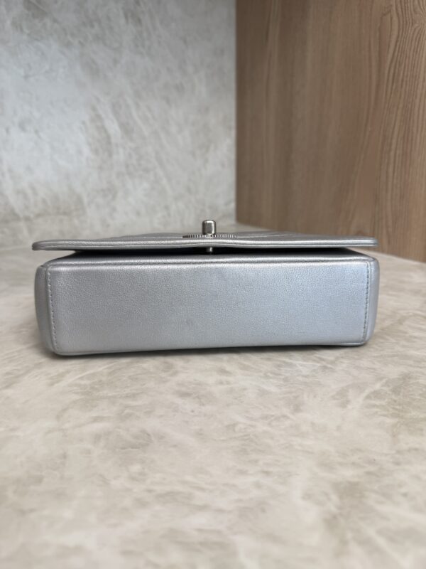 Chanel Silver Chevron Mademoiselle Vintage Flap Bag