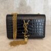 Saint Laurent (YSL) Classic Monogram Tassel Chain Wallet Crocodile Embossed Leather