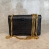 Saint Laurent (YSL) Classic Monogram Tassel Chain Wallet Crocodile Embossed Leather