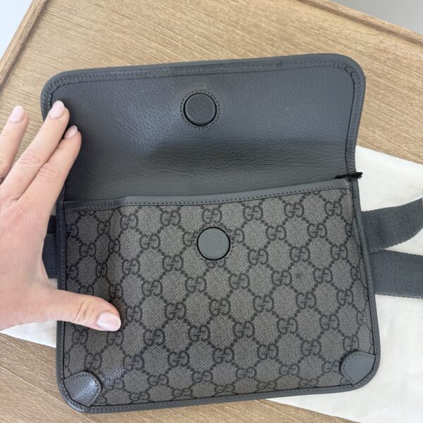 Gucci Ophidia Flap Belt Bag GG Coated Canvas with Leather