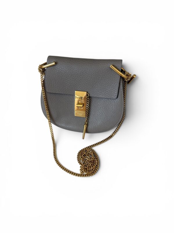 Chloe Grained Lambskin Mini Drew Shoulder Bag Taupe