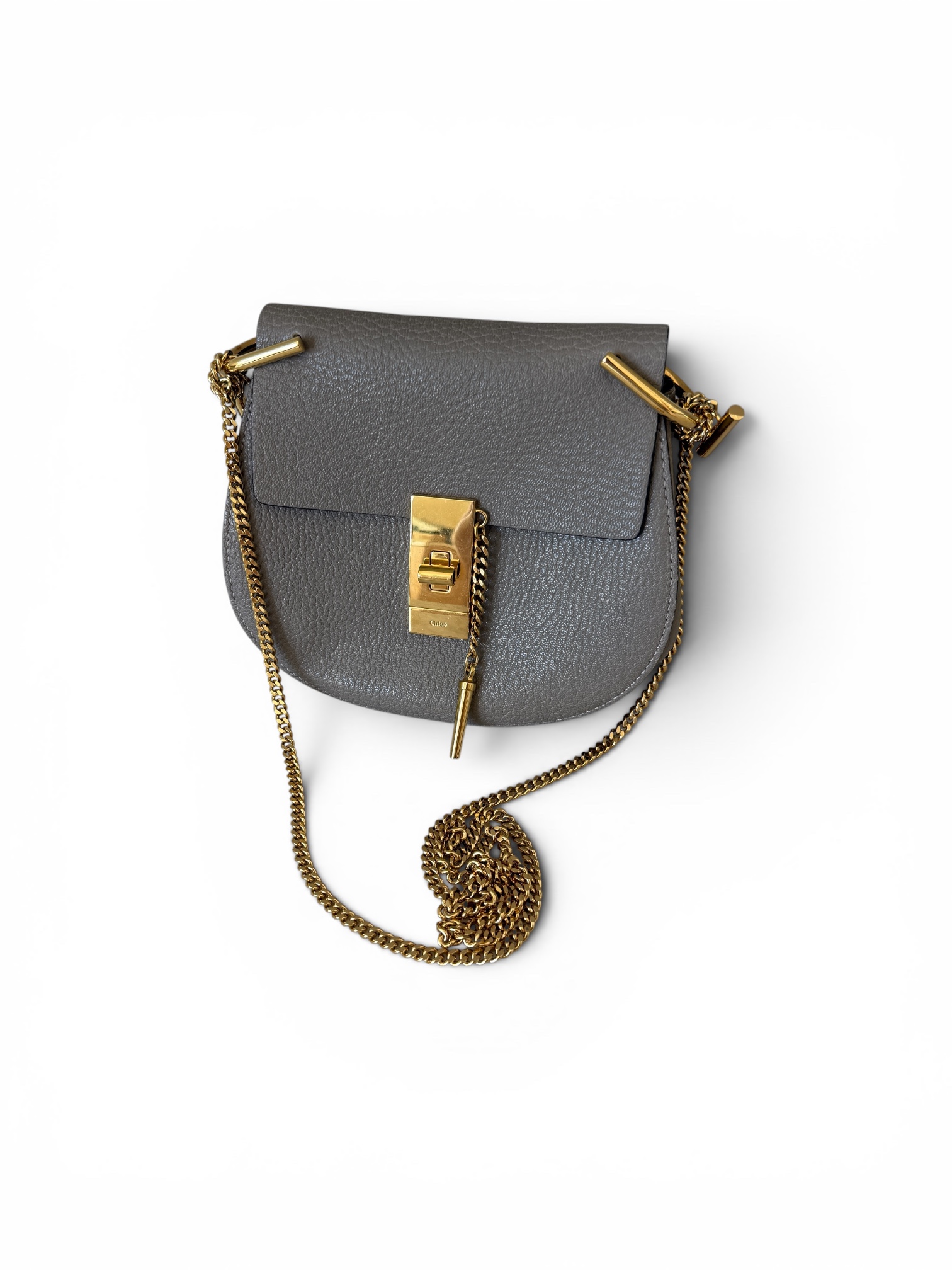 Chloe Grained Lambskin Mini Drew Shoulder Bag Taupe