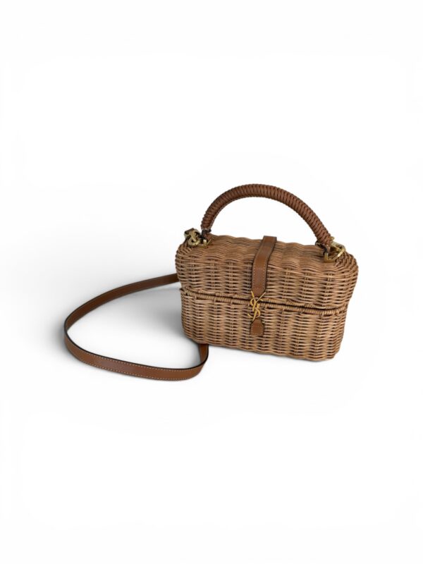 Saint Laurent (YSL) Gaby Top Handle Vanity Bag Wicker with Leather