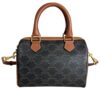Celine Triomphe Canvas Calfskin Small Boston Bag Tan