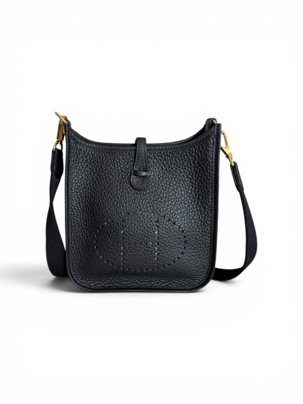 Hermes Taurillon Clemence Evelyne TPM Black and Gold
