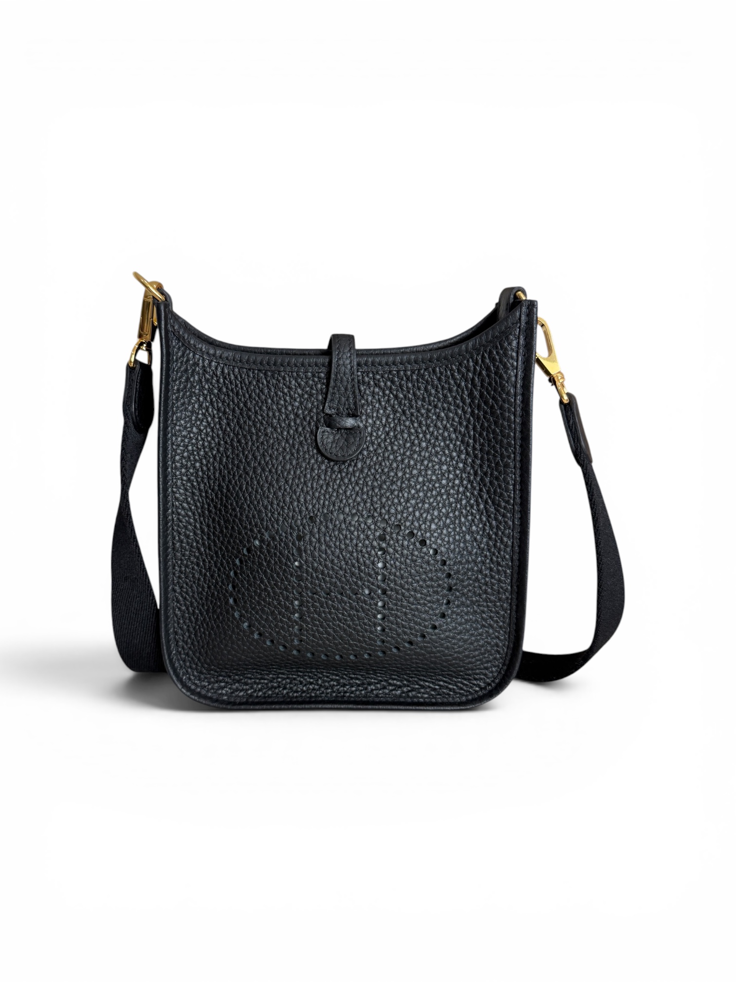 Hermes Taurillon Clemence Evelyne TPM Black and Gold