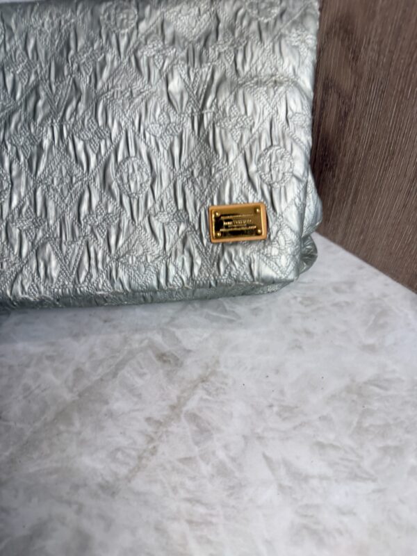 Louis Vuitton Jacquard Quilted Monogram Limelight Clutch GM Silver