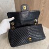 Chanel Crumpled Lambskin Chevron Quilted Medium Surpique Flap Black